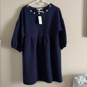 Simply Southern Navy Dress with Pearl Accents